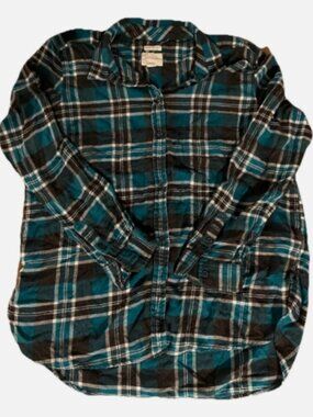 American Eagle Flannel Shirt Womens Large Plaid Boyfriend Fit